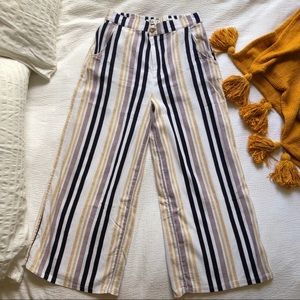 High Waisted Colored Stripe Capris